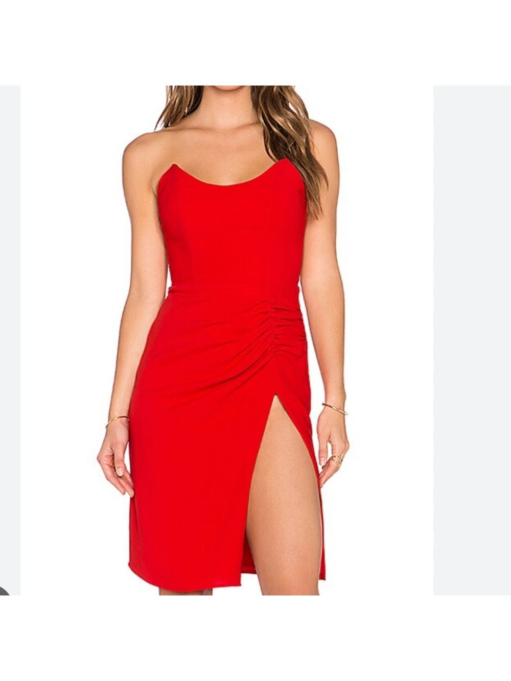 Revolve NBD good for me dress Sz XS red strapless side slit cocktail party ACL